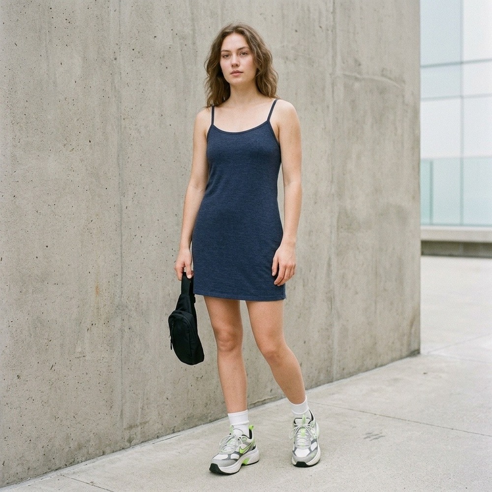 Beyond Yoga Spacedye Essence Dress Women Medium Blue Heather Active Tennis Skort